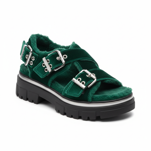 Glacier Step Sandal - Bold velvet platform winter sandal